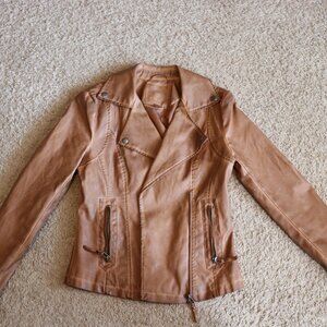 Cool Ladie's Max Studio Jacket Bronze Faux Leather  Size XS
